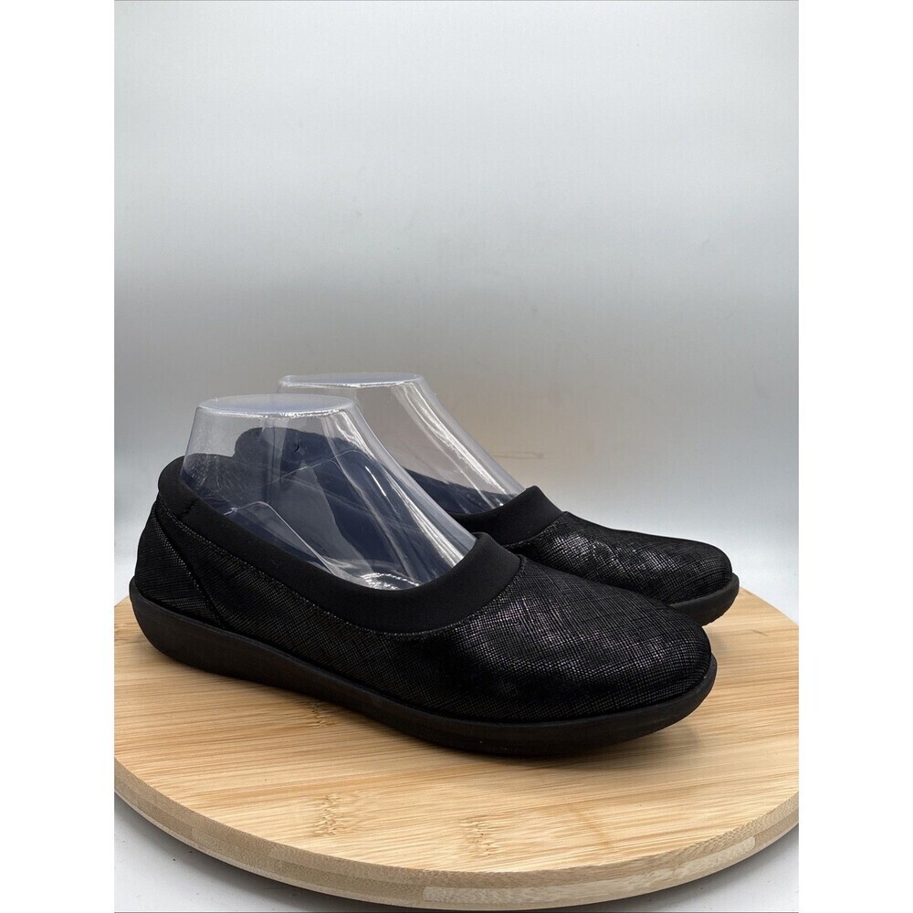 Clarks Cloudsteppers Sillian Paz Flats Minimalist Black Crosshatch Shoes Sz 7.5